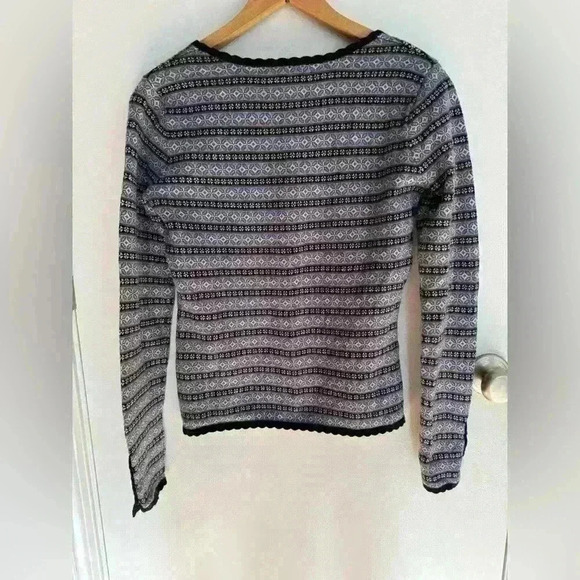 100% Merino Wool Button Up Sweater By Willi Smith Blue and Black Size Small - Picture 7 of 10